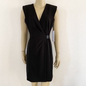 Calvin Klein Women's Black V Neck Sleeveless Dress Sz 4- 0125